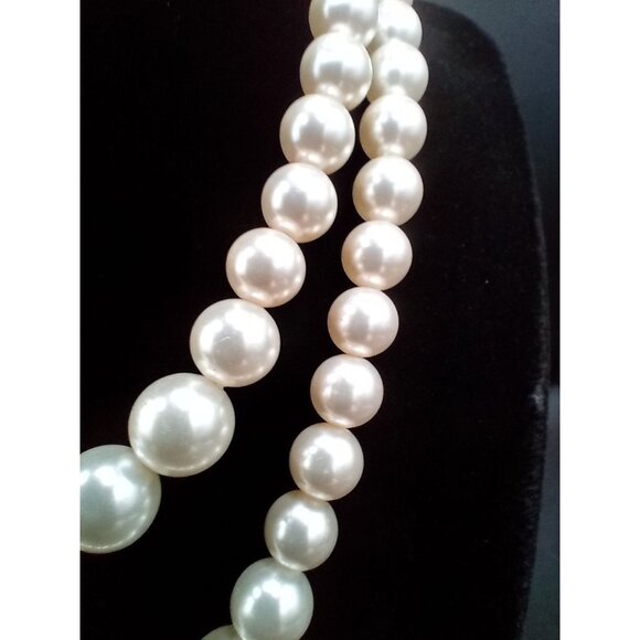 Choker Necklace Double Strand Faux Pearl Vintage 1950s 14 Inch Jewelry Box Clasp - Picture 5 of 15